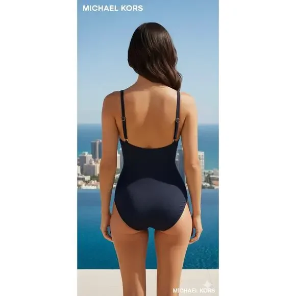 Michael Kors Dark Blue One Piece Swimsuit Sz. 12 - Picture 2 of 5